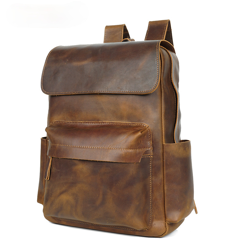 Retro Leather Travel Backpack Bag P-8090-Leather Backpack-Brown-Free Shipping Leatheretro