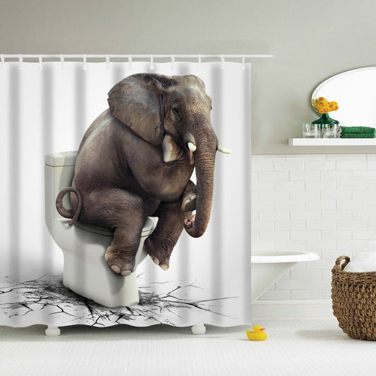 Elephant Thinking Fabric Shower Curtain for Bathroom-Shower Curtains-180×180cm Shower Curtain Only-Free Shipping Leatheretro