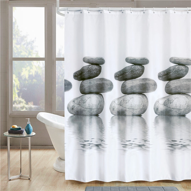 Simple 3D Stone Print Shower Curtain for Bathroom-Shower Curtains-180×180cm Shower Curtain Only-Free Shipping Leatheretro