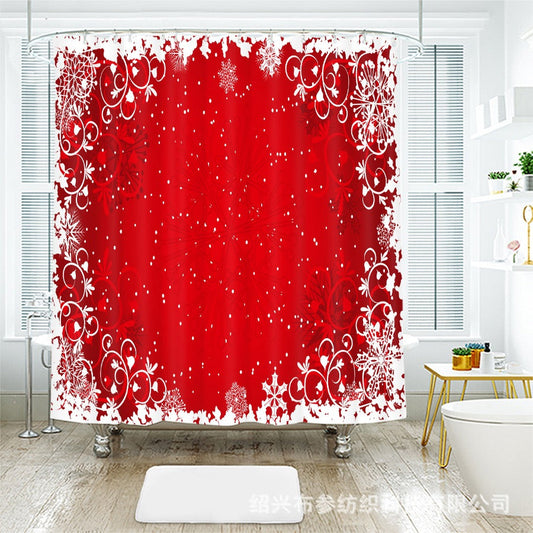 Christmas Red Shower Curtain For Bathroom-Shower Curtains-180×180cm Shower Curtain Only-Free Shipping Leatheretro