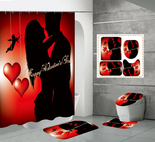 Valentine's Day Fabric Shower Curtain Sets-Shower Curtains-180×180cm Shower Curtain Only-Style1-Free Shipping Leatheretro
