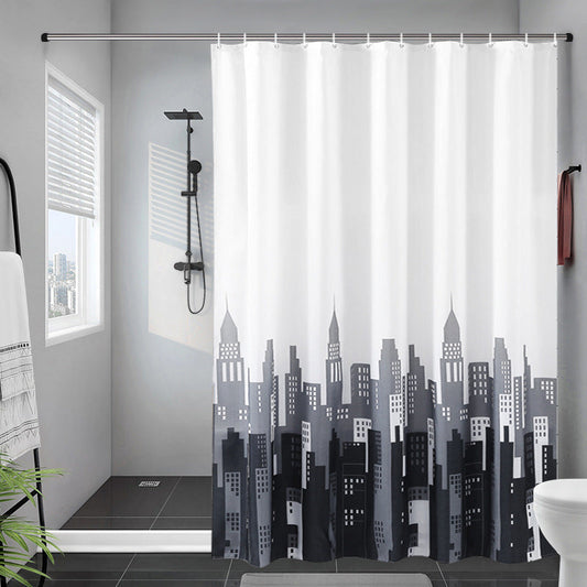 Simple Building Bathroom Fabric Shower Curtain-Shower Curtains-180×180cm Shower Curtain Only-Free Shipping Leatheretro