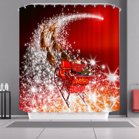 Waterproof Christmas Shower Curtain-Shower Curtains-180×180cm Shower Curtain Only-Free Shipping Leatheretro