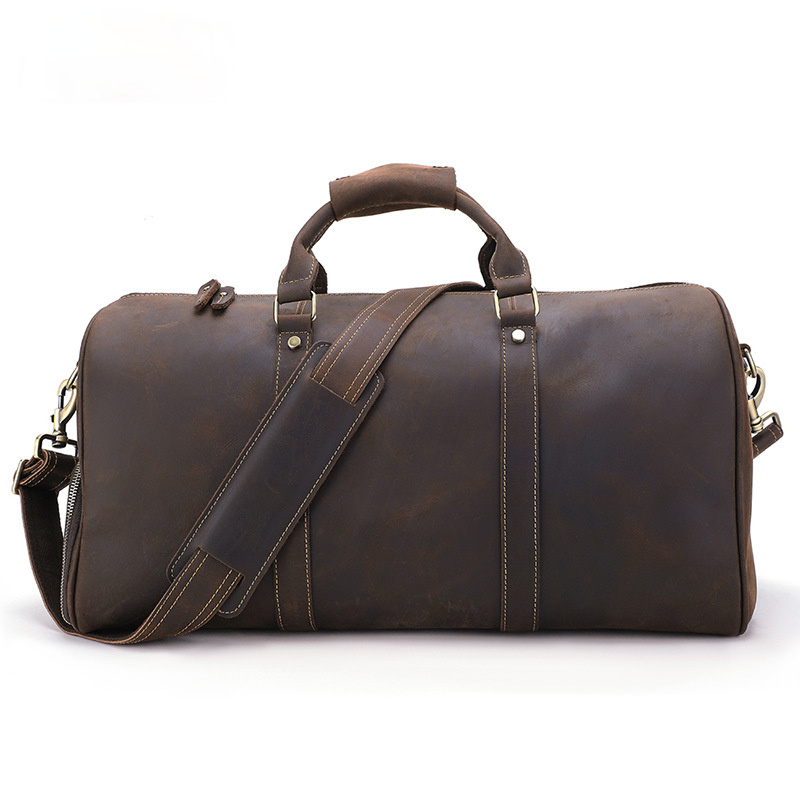 Handmade Leather Retro Business Duffle Bag/Travel Bag J6482-Leather Duffle Bags-Coffee-Free Shipping Leatheretro