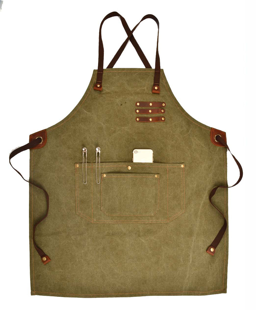 Vintage Canvas Leather Belt Apron A-5792-Apron-Black-Free Shipping Leatheretro