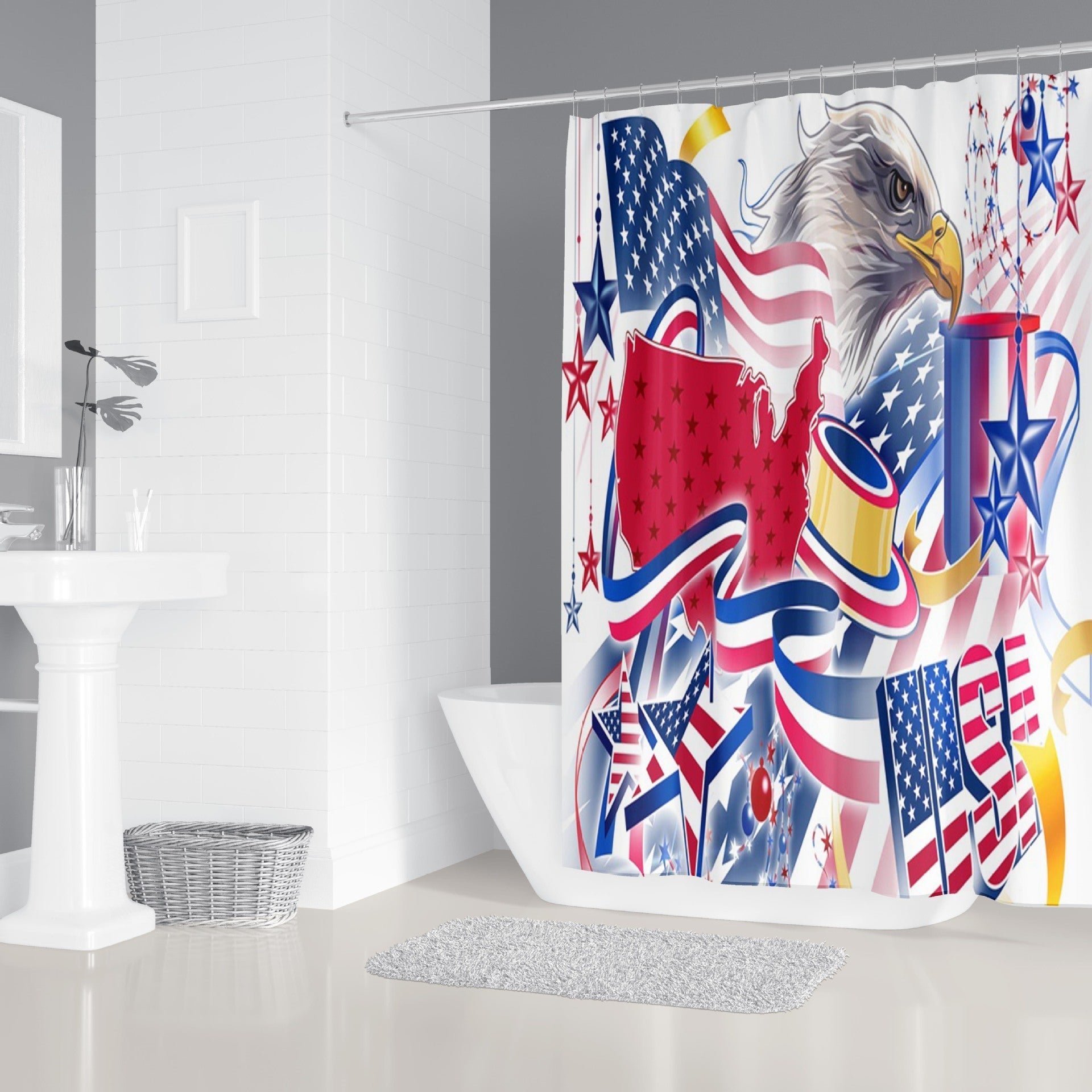 Independence Day Fabric Shower Curtain Sets-Shower Curtains-180×180cm Shower Curtain Only-Free Shipping Leatheretro