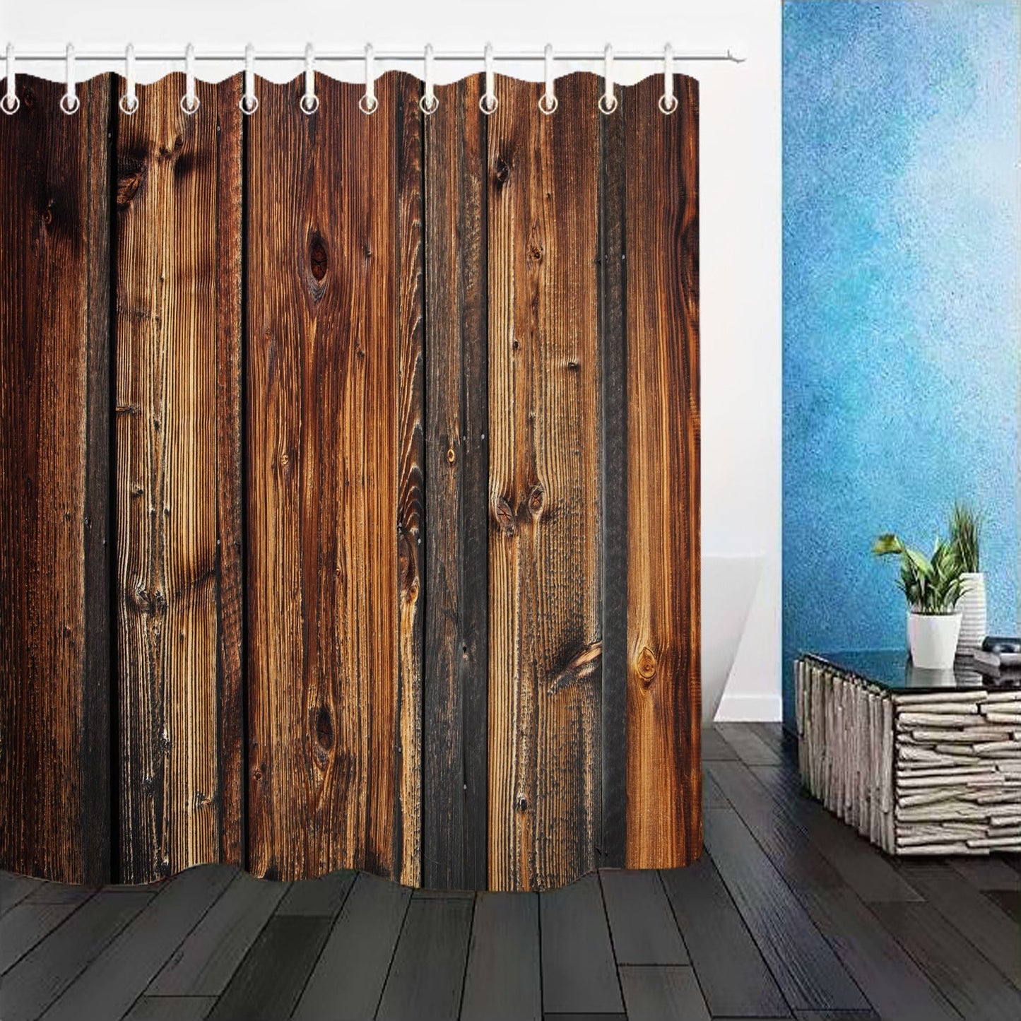 Vintage Wood Door Fabric Shower Curtains-Shower Curtains-B-180×180cm Shower Curtain Only-Free Shipping Leatheretro