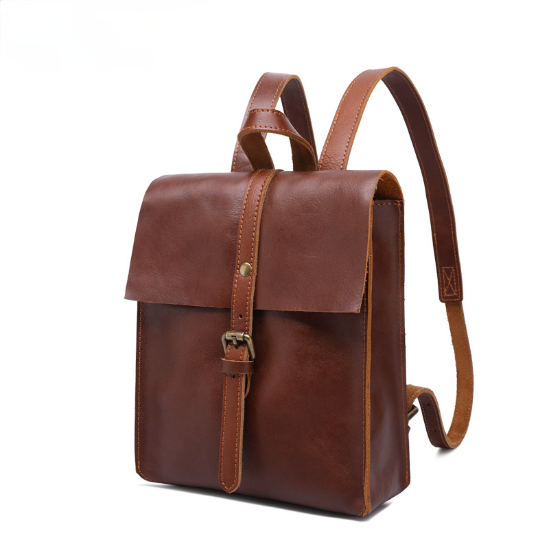 Vintage Women Leather Light Backpack P-8260-Leather Backpack-Brown-Free Shipping Leatheretro