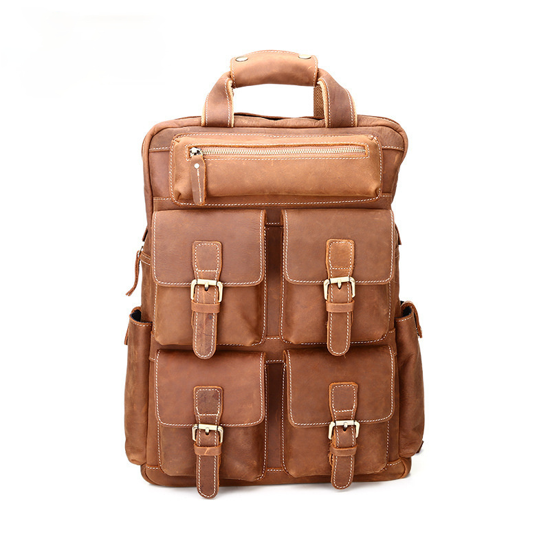 Fashion Vintage Leather Travel Backpack 826-Leather Backpack-Brown-Free Shipping Leatheretro