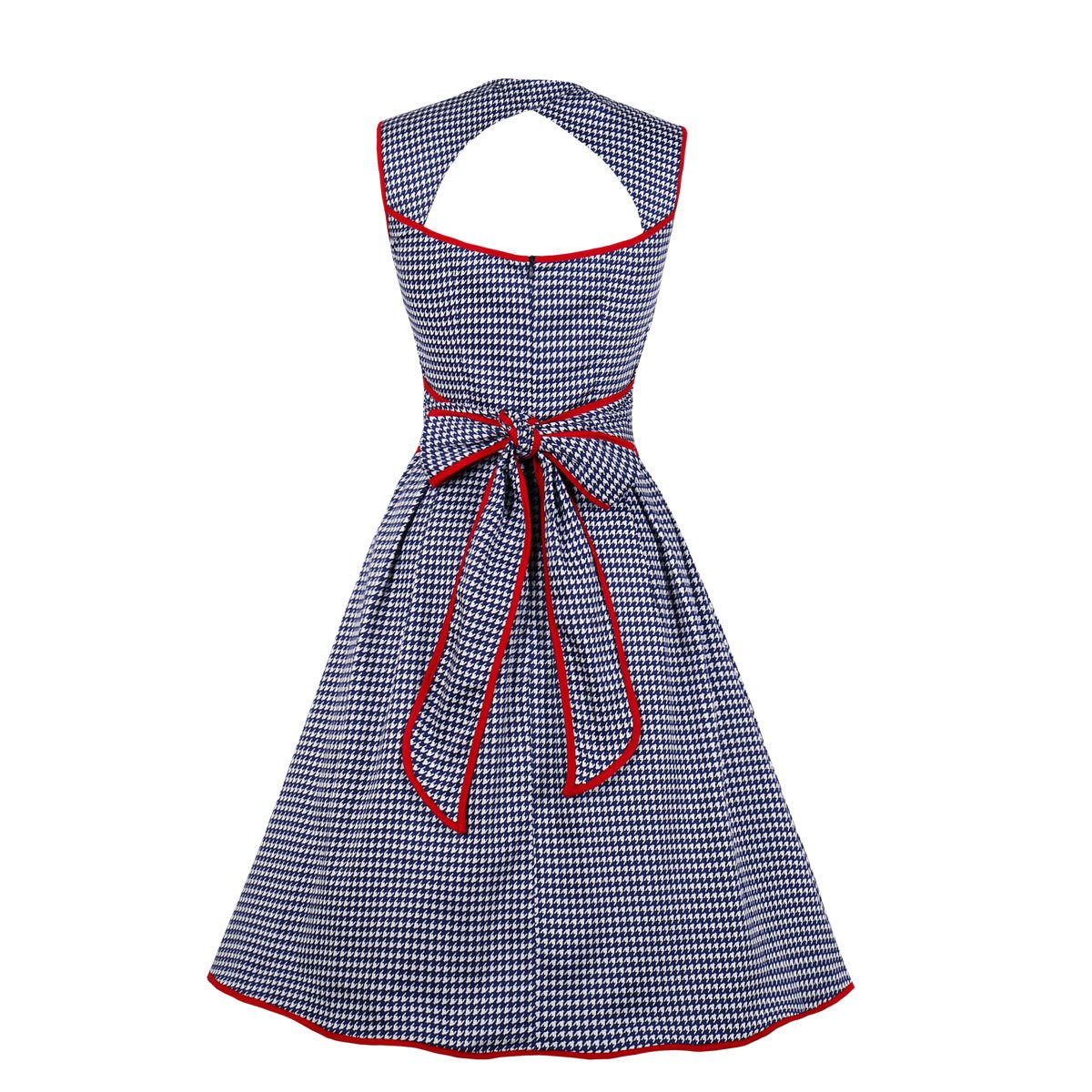 New Summer Women Vintage Bowknot Dresses-Vintage Dresses-Blue-S-Free Shipping Leatheretro