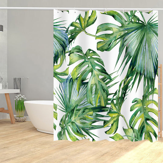 Large Palm Tree Print Shower Curtain for Bathroom-Shower Curtains-180×180cm Shower Curtain Only-Free Shipping Leatheretro