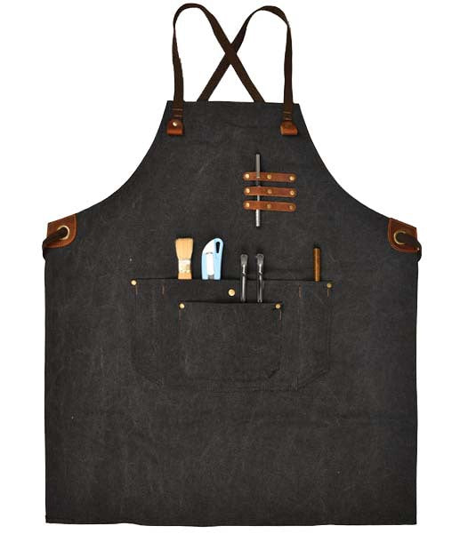 Vintage Canvas Leather Belt Apron A-5792-Apron-Black-Free Shipping Leatheretro