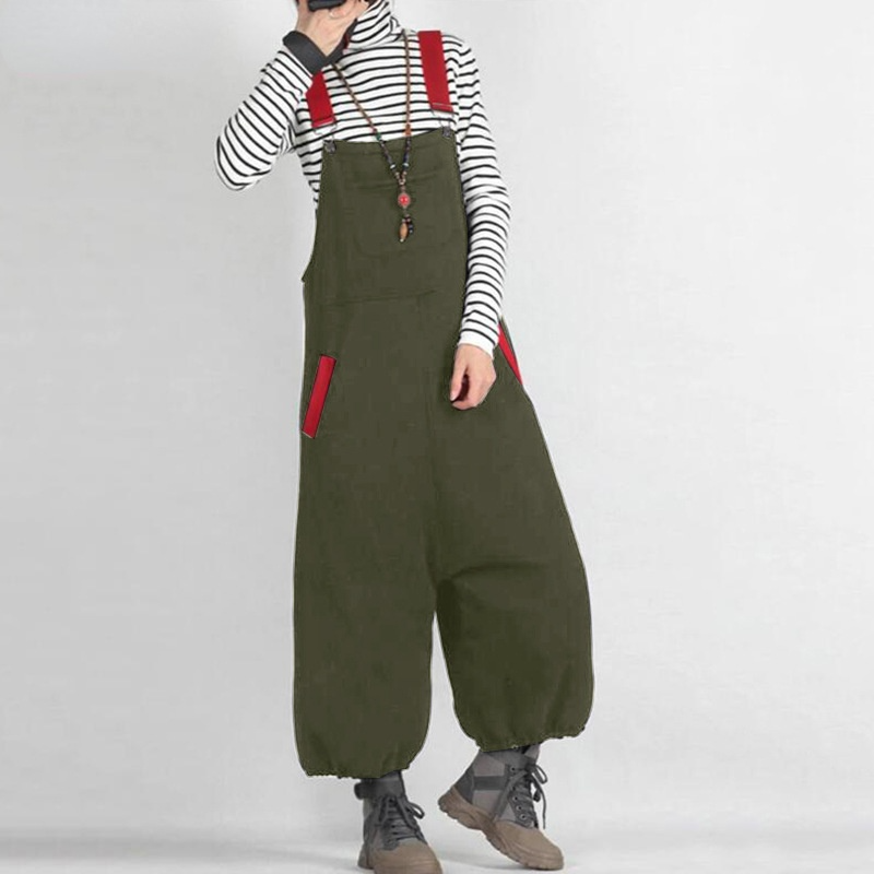 New Split Joint Casual Overalls Jumpsuits-One Piece Suits-Green-S-Free Shipping Leatheretro