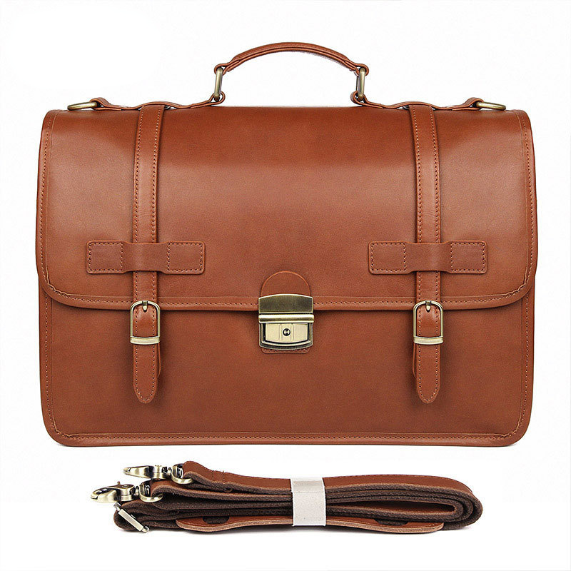 Luxury Genuine Cowhide Leather Business Briefcase 7397-Leather Briefcase-Red Brown-Free Shipping Leatheretro