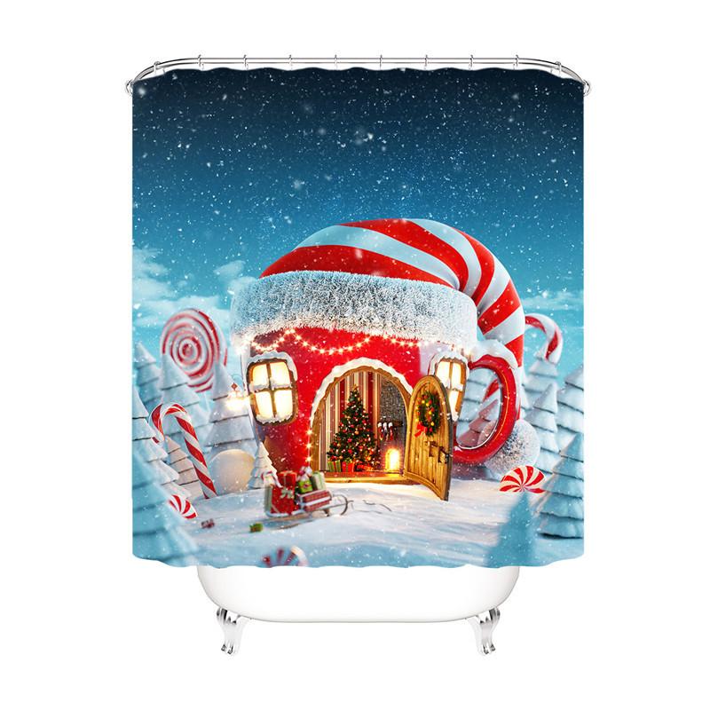 Merry Christmas Fabric Shower Curtains-Shower Curtains-180×180cm Shower Curtain Only-Free Shipping Leatheretro