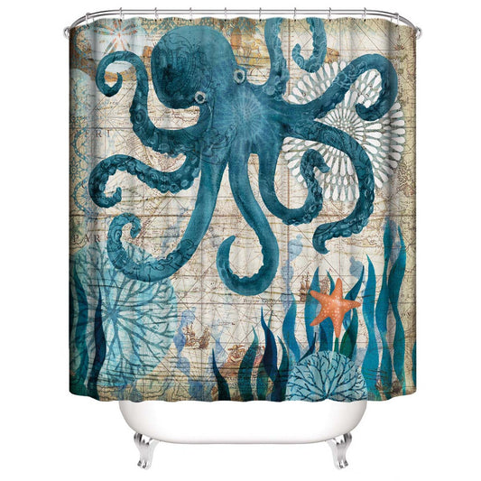 3D Octopus Fabric Shower Curtains-Shower Curtains-180×180cm Shower Curtain Only-Free Shipping Leatheretro