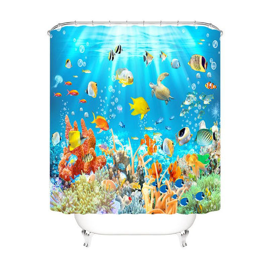 Underwater World Fabric Shower Curtains-Shower Curtains-180×180cm Shower Curtain Only-Free Shipping Leatheretro