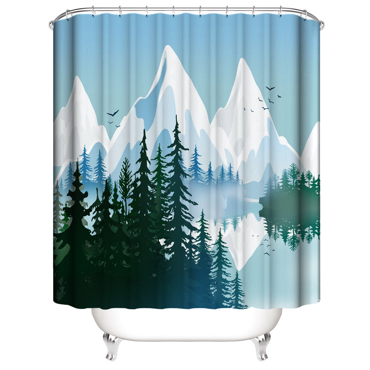 Northen Euro Snowberg Bathroom Fabric Shower Curtain Sets-Shower Curtains-Shower Curtain+3Pcs Mat-Free Shipping Leatheretro