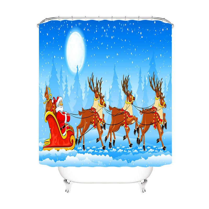 Christmas Deer Fabric Shower Curtain-Shower Curtains-180×180cm Shower Curtain Only-Free Shipping Leatheretro