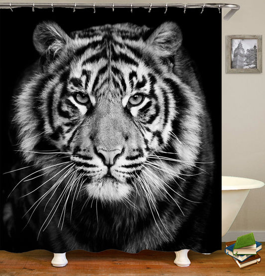 3D Tiger Print Flower Shower Curtain for Bathroom-Shower Curtains-180×180cm Shower Curtain Only-Free Shipping Leatheretro