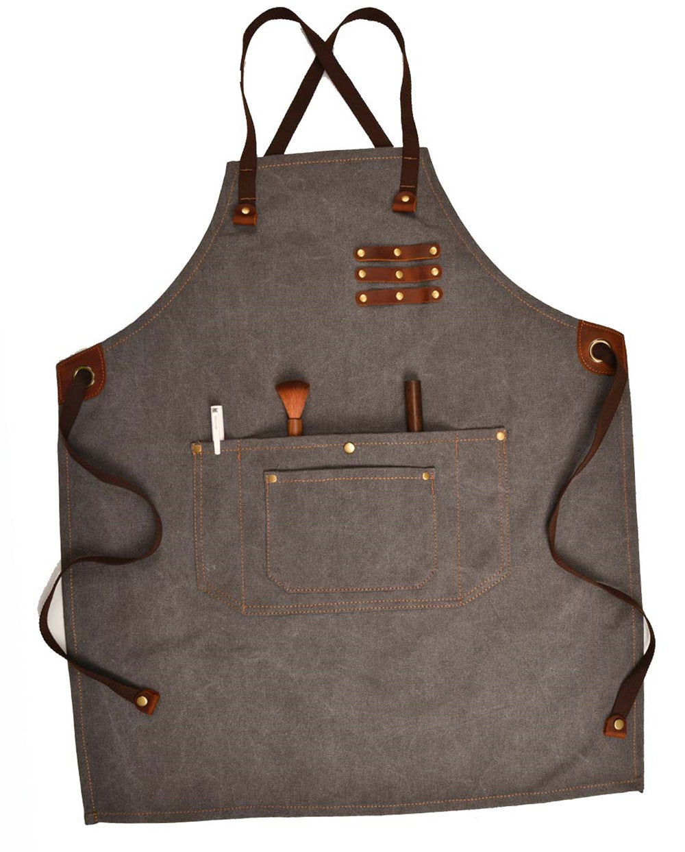 Vintage Canvas Leather Belt Apron A-5792-Apron-Black-Free Shipping Leatheretro