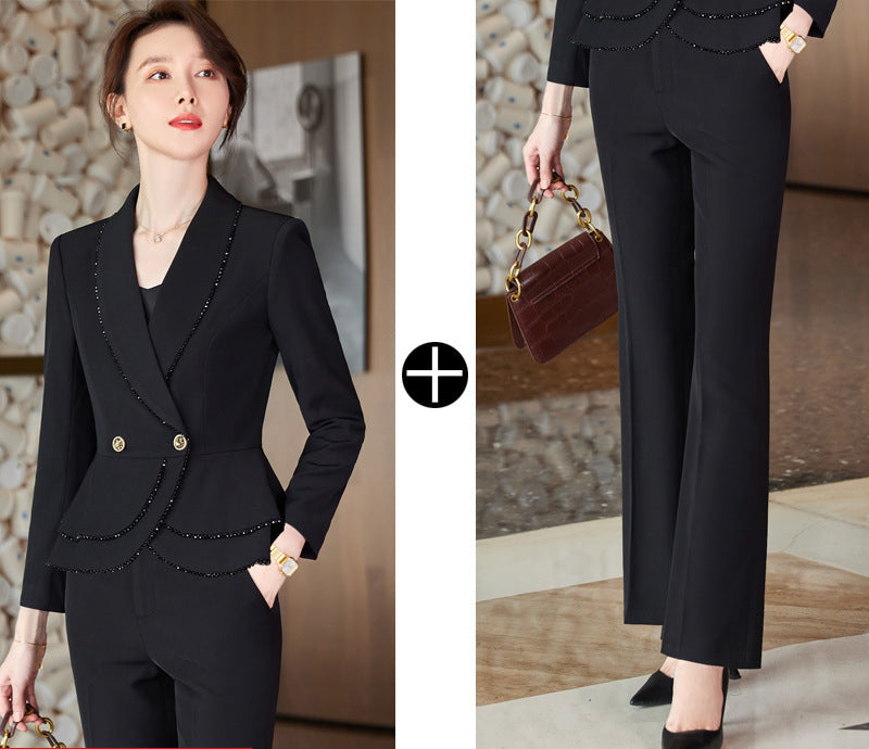 Fashion Fall Office Lady Suits-Suits-Black Blazer +Skirt-S-Free Shipping Leatheretro