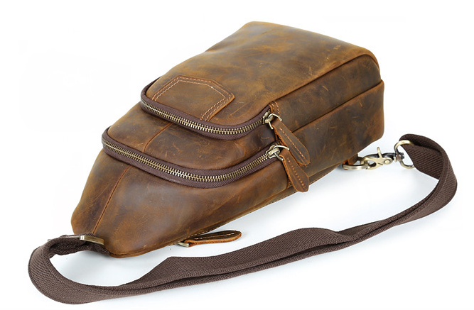 Retro Handmade Leather Chest Bag C8052-Leather bags for men-Brown-Free Shipping Leatheretro