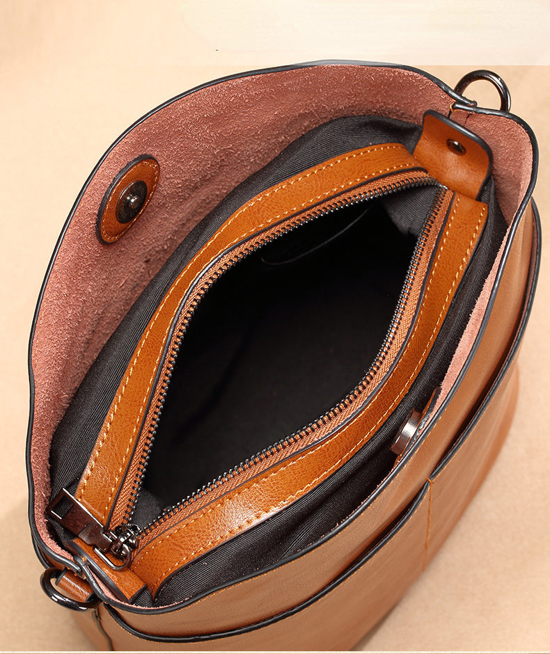 Casual Cowhide Leather Shoulder Handbags for Women-Handbag & Wallet Accessories-Wine Red-Free Shipping Leatheretro