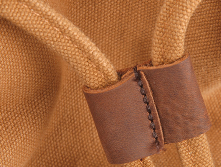 Durable Large Capacity Leisure Canvas Backpack C2105-Leather Canvas Backpack-Khaki-Free Shipping Leatheretro