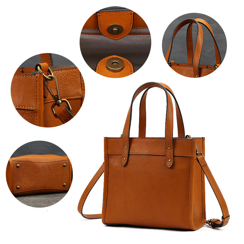Vintage Leather Simple Design Crossbody Handbag for Women 9189-Handbags, Wallets & Cases-Brown-Free Shipping Leatheretro