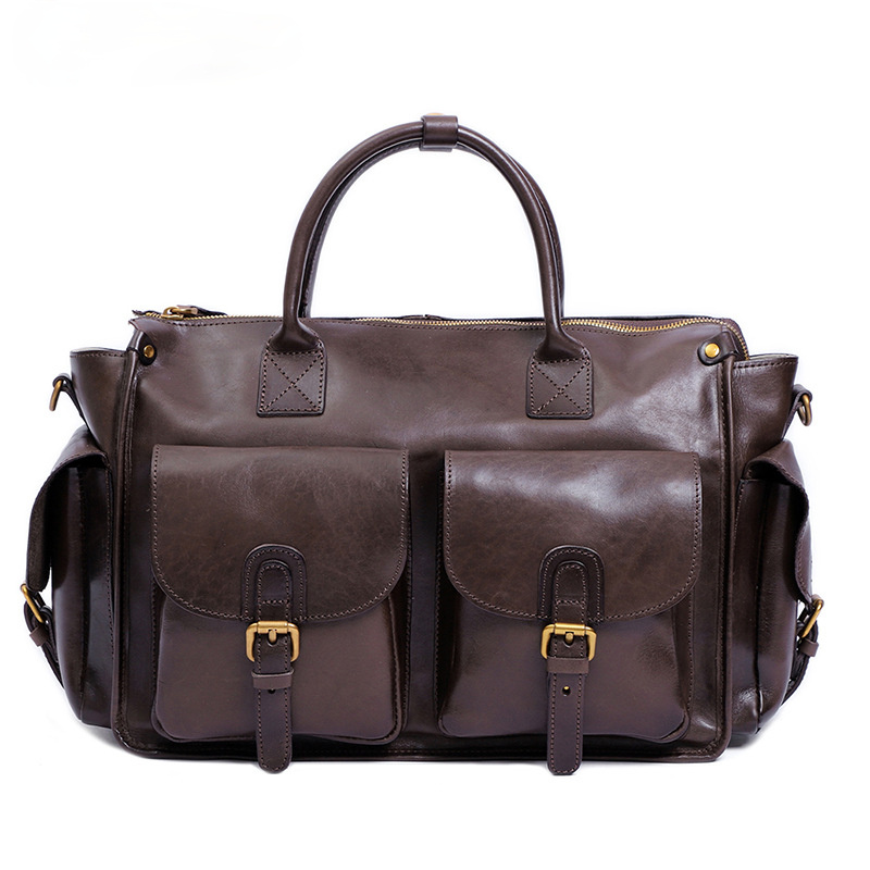 Women Handmade Leather Large Storage Duffle Bags J8785-Leather Duffle Bags-Dark Coffee-Free Shipping Leatheretro