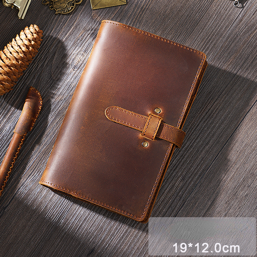 Vintage A5/A6 Sized 6 Ring Binder Leather Portfolio/Journal Book-Portfolios & Padfolios-Brown-A5-Free Shipping Leatheretro