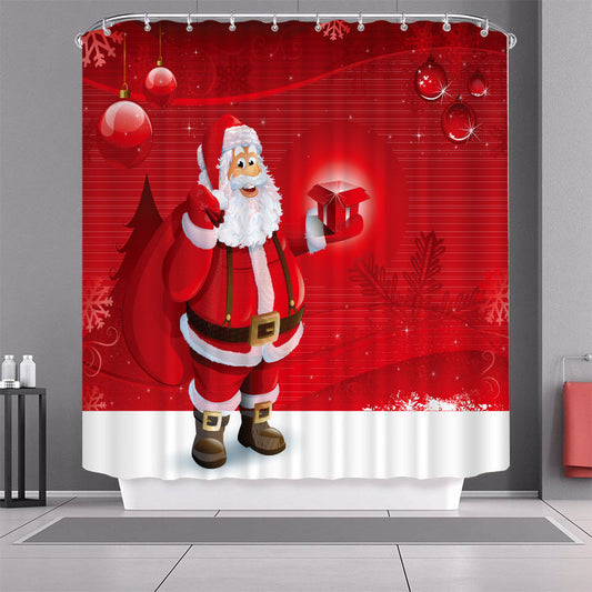 Merry Christmas Fabric Shower Curtain-Shower Curtains-180×180cm Shower Curtain Only-Free Shipping Leatheretro