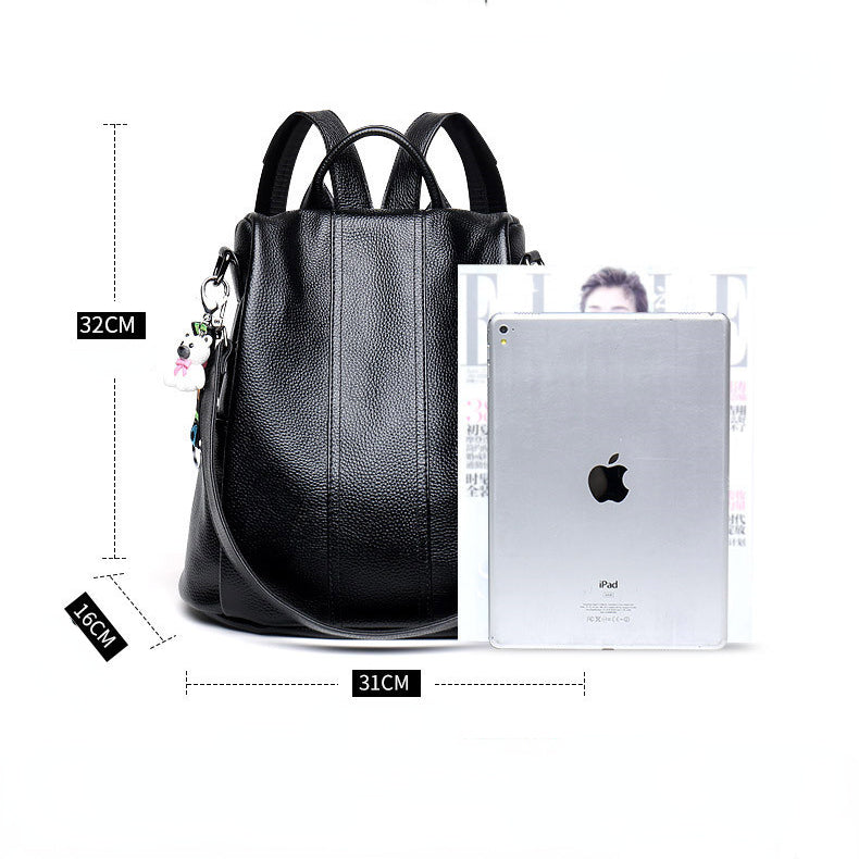 Fashion Cowhide Leather Backpacks for Girls-Backpacks-Wine Red-Free Shipping Leatheretro