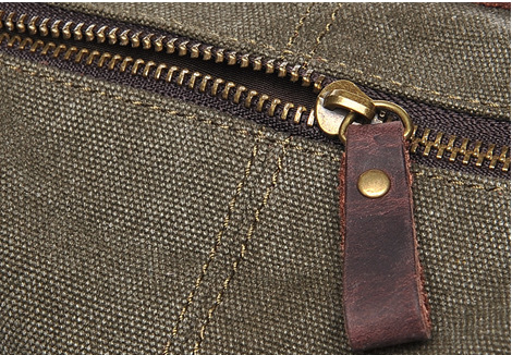 Men's Travel Canvas Leather Duffle Bag D-2077-Leather Duffle Bags-Khaki-Free Shipping Leatheretro