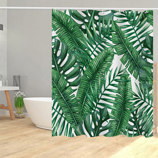 Green Palm Tree Fabric Shower Curtain for Bathroom-Shower Curtains-180×180cm Shower Curtain Only-Free Shipping Leatheretro