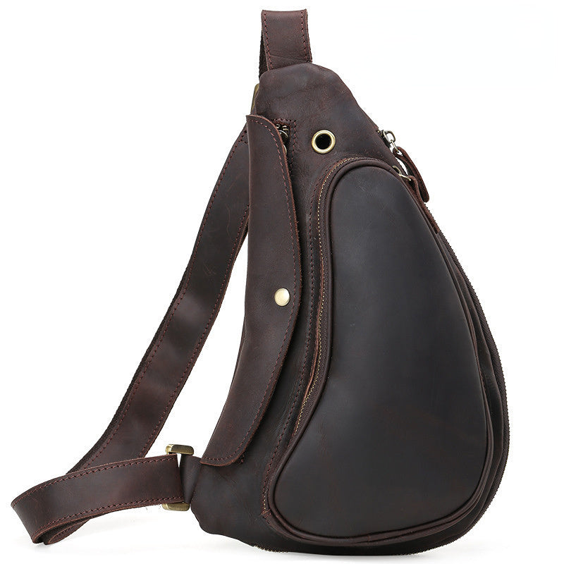 Large Storage Extendable Cowhide Leather Shoulder Bag for Cycling 3141-Bicycle Bags & Panniers-Dark Brown-Free Shipping Leatheretro