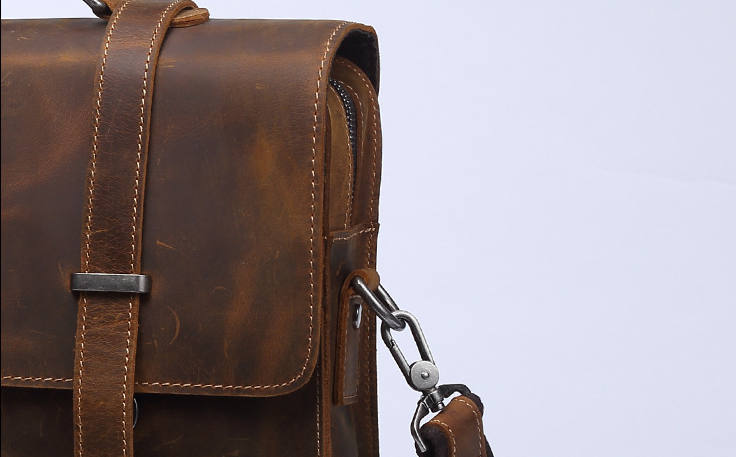 Vintage Crazy Horse Leather Business Briefcase Laptop J6148-Leather Briefcase-Dark Coffee-Free Shipping Leatheretro