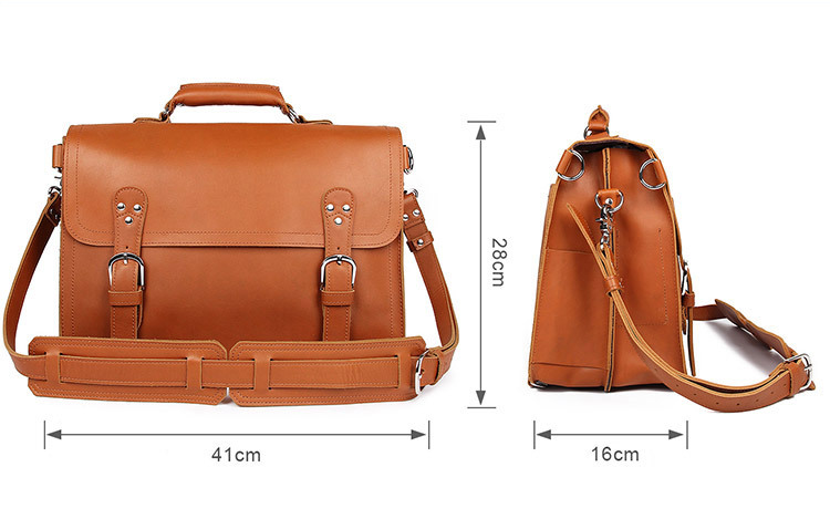 Brown Vintage Leather Briefcase for Business Men 7161-Leather Briefcase-Brown-Free Shipping Leatheretro