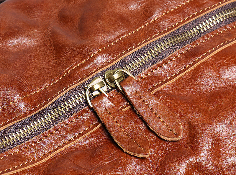 Vintage Cowhide Leather Traveling Duffle Bags 0240-Leather Duffle Bags-Brown-Free Shipping Leatheretro