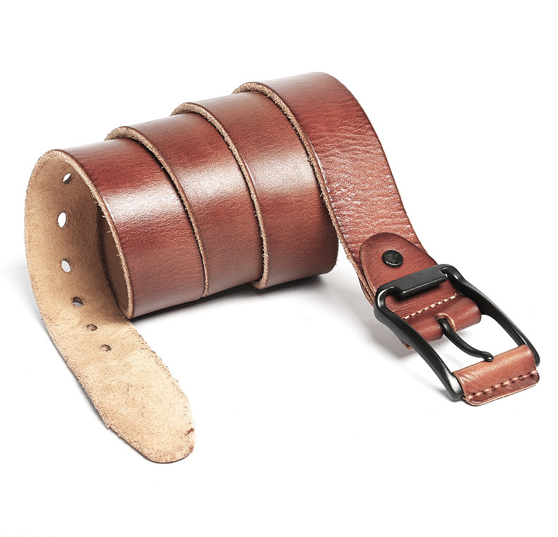 Vintage Designer Men's Leather Belt 15002-Leather Belt-Khaki-Free Shipping Leatheretro