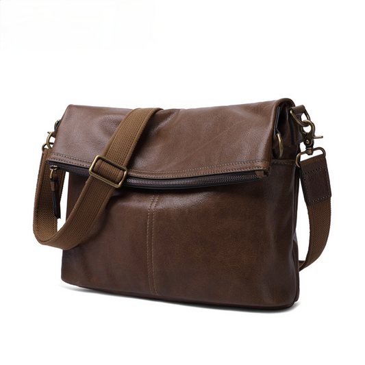 Retro Men's Leather Crossbody Bag M-8121-Leather bags for men-Brown-Free Shipping Leatheretro