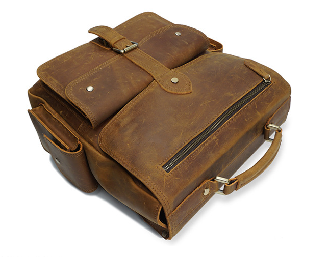 Vintage Men's Leather Computer Backpack P8057-Leather Backpack-Brown-Free Shipping Leatheretro