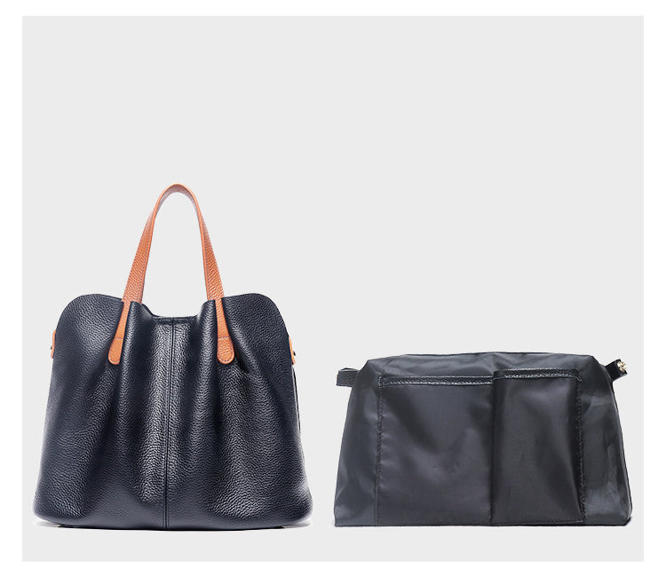 Cowhide Leather Tote Handbags for Women W918-Handbags-Black-Free Shipping Leatheretro