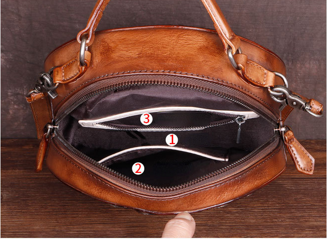 Vintage Handmade Rivet Cute Round Shape Leather Bags 8093-Leather Bags for Women-Red-Free Shipping Leatheretro