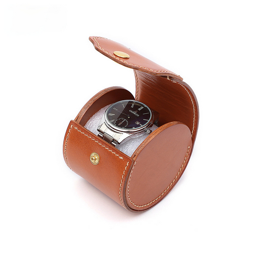 Handmade Leather Mini Watch Storag Cases J117-Leather Cases-Brown-Free Shipping Leatheretro