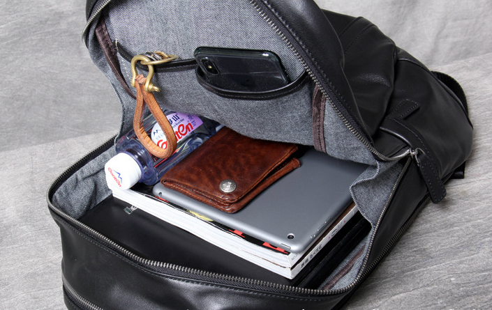 Black Classical Leather Traveling Backpack 8021-Leatehr Backpack-Black-Free Shipping Leatheretro