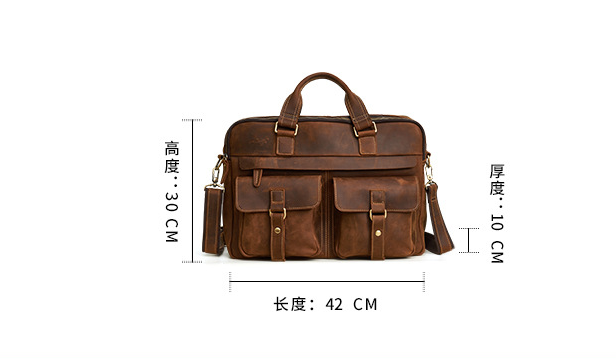 15.6" Men Vintage Leather Business Briefcase J6360-Leather Briefcase-Brown-Free Shipping Leatheretro