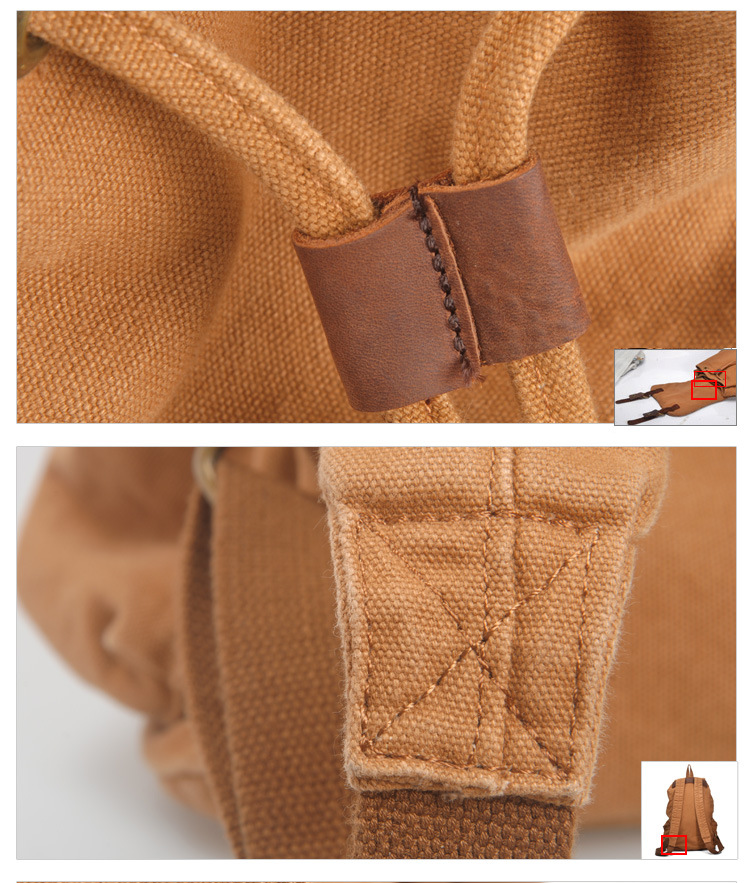 Retro Large Storage Casual Leather Canvas Rucksack 2105-Leather canvas Backpack-Brown-Free Shipping Leatheretro