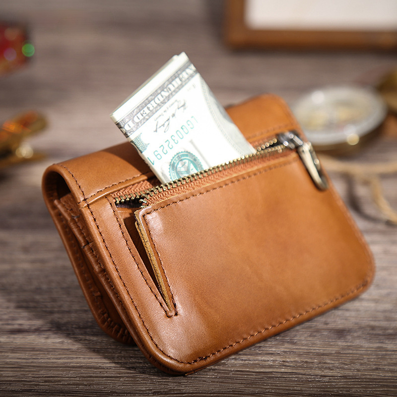 Women Foldable Zippered Leather Wallet JK136-Leather Wallet-Black-Free Shipping Leatheretro